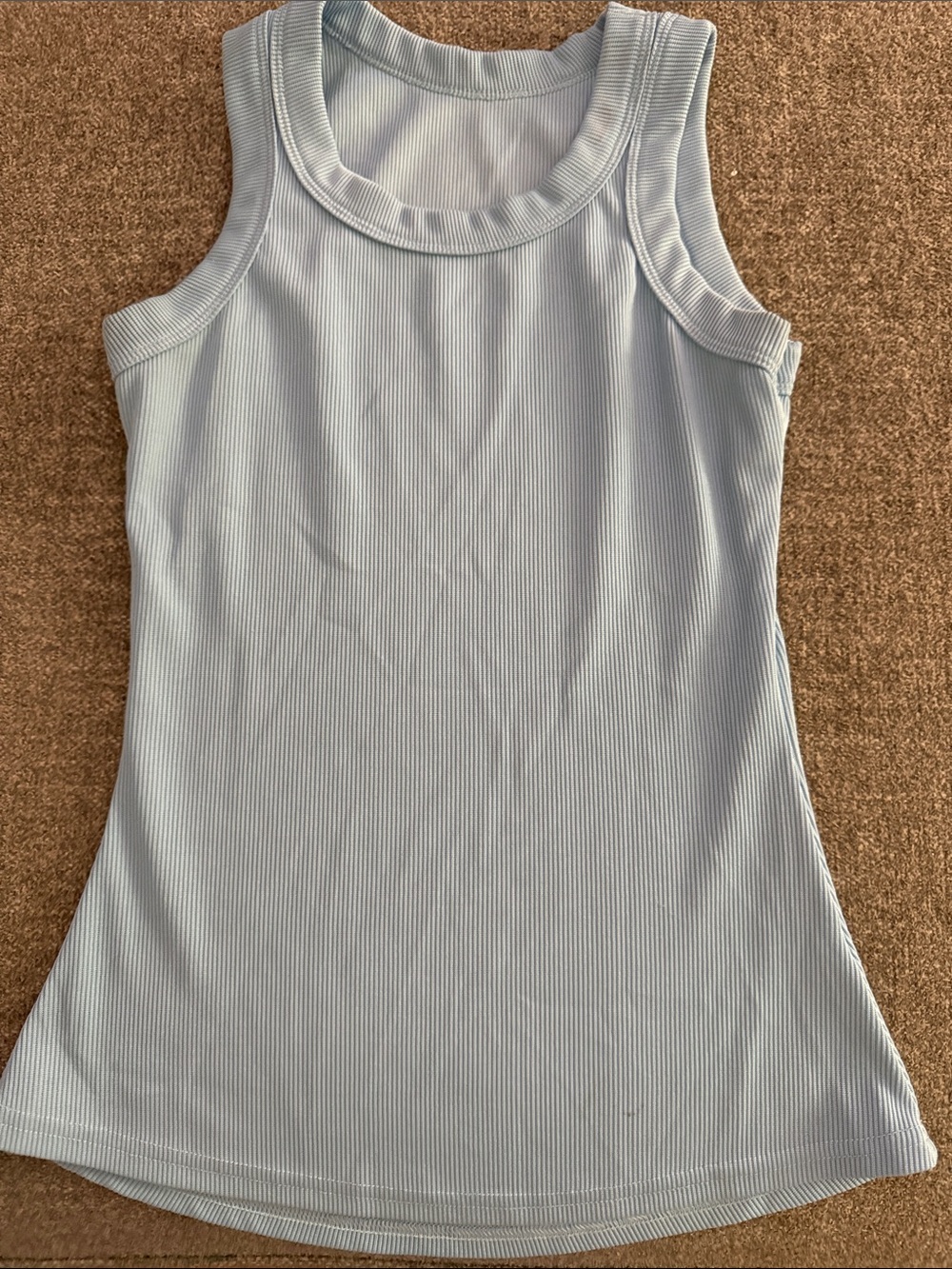 Light Blue Ribbed Tank Top - Women's Sleeveless Top